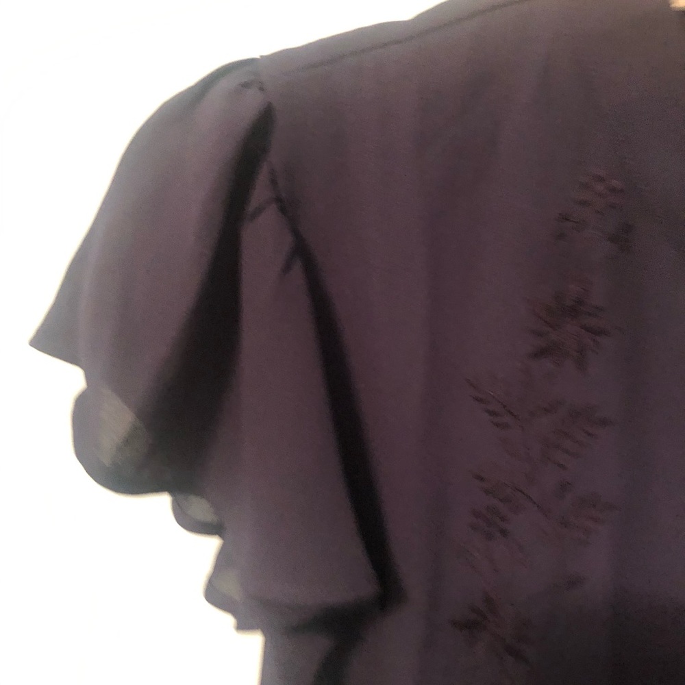 LOFT Navy Embroidered Top - Picture 4 of 8